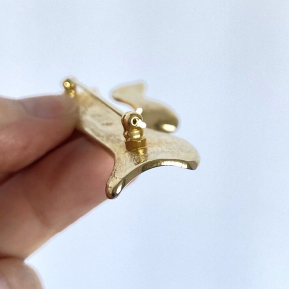 1996 Avon Golden Ribbon Polished Gold Tone Brooch Pin 3in - Picture 7 of 9